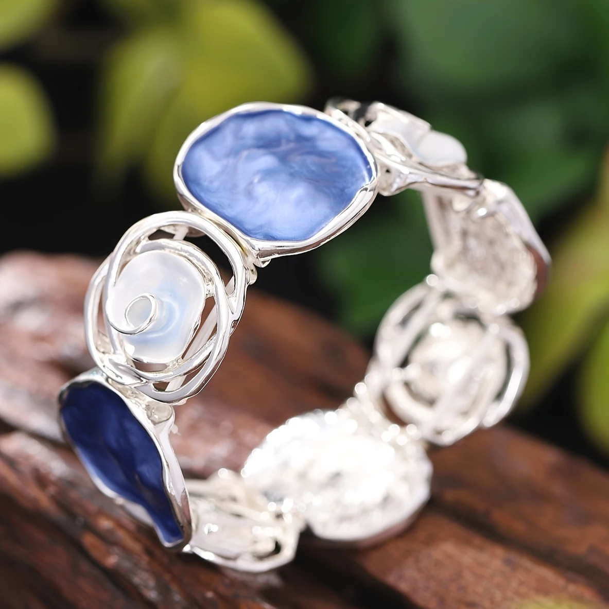 Blue & White Enamel Bracelet